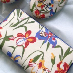 Tory Burch ✨painted IRIS Emerson Zip Continental Wallet & dustbag NEW